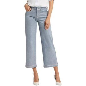 NYDJ Teresa Wide Leg Ankle Jeans Silver Coated Womens 6 Sparkling Lights NWT